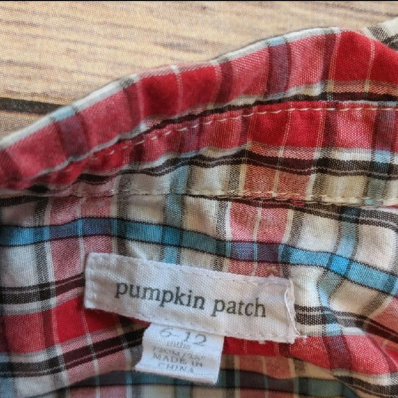 Pumpkin Patch Red Plaid Collared Button-Up Shirt 6-12M - Picture 4 of 4
